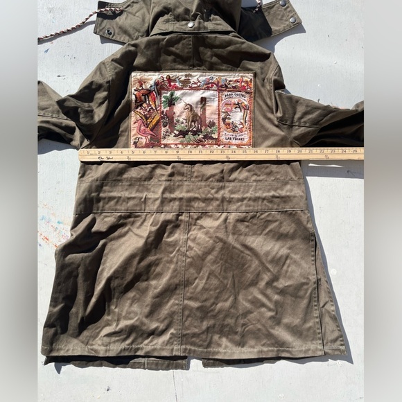 Women's Patch Embroidered Jacket Green Military NO SIZE Tapestry Mystic Spanish - Picture 12 of 14